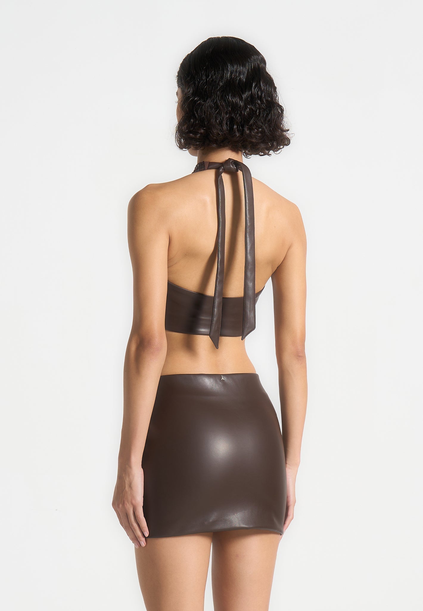 Rhinestone Ombre Halterneck Top - Brown/Gold