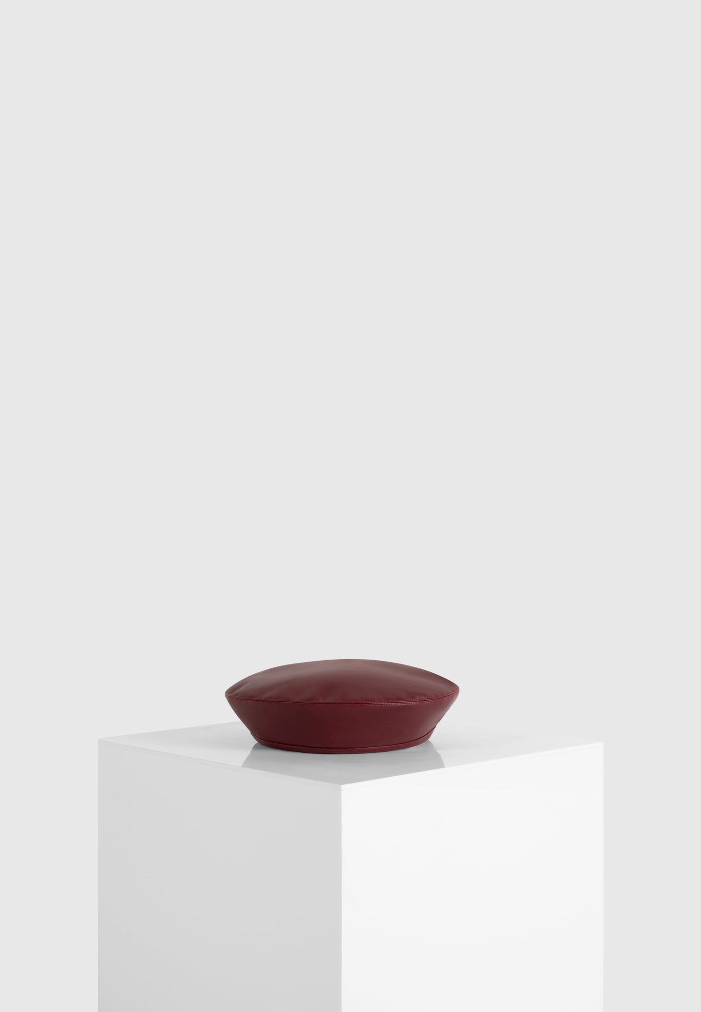 Leather Beret - Wine Red