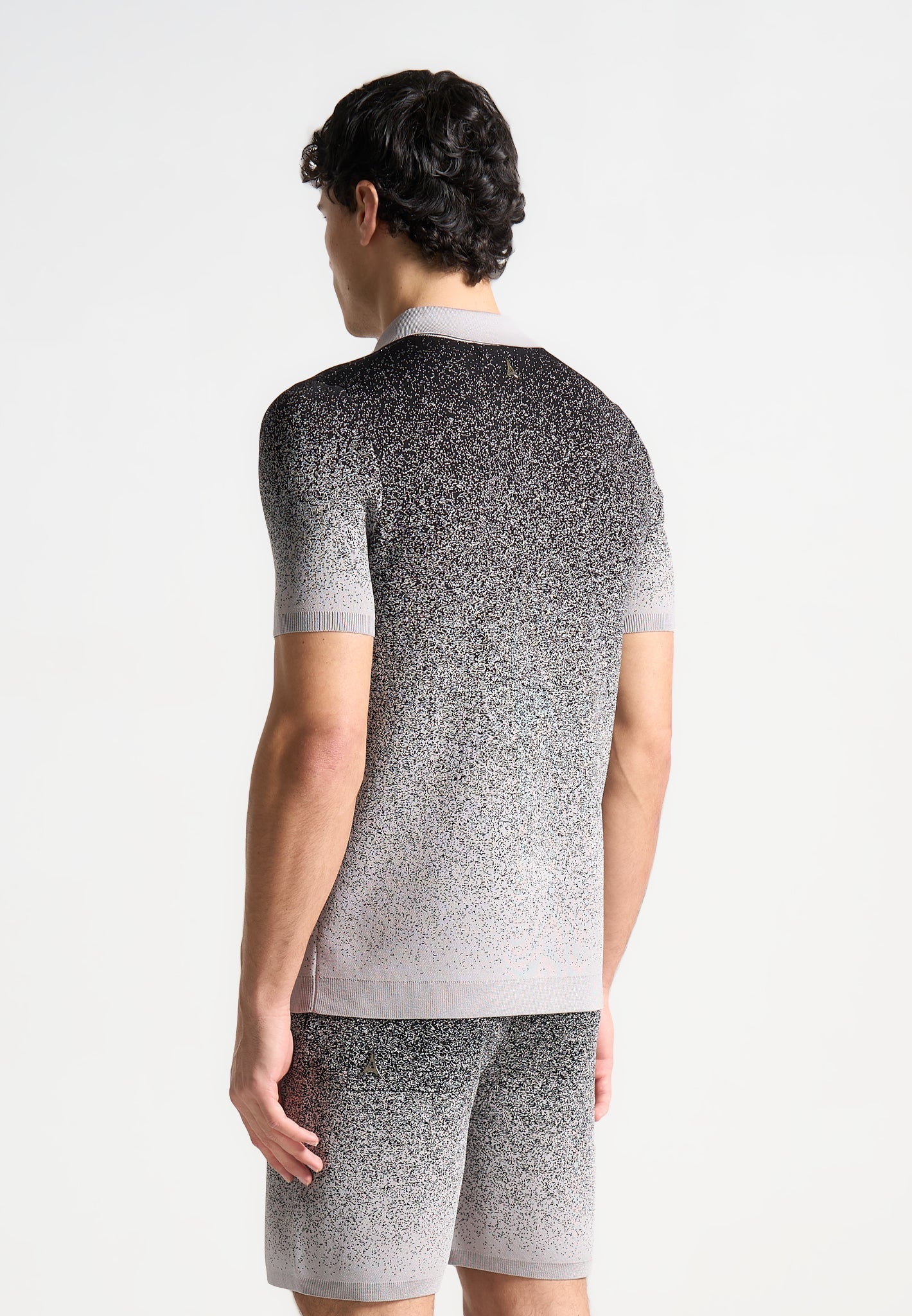 Ombré Knit Polo Top - Grey/Black