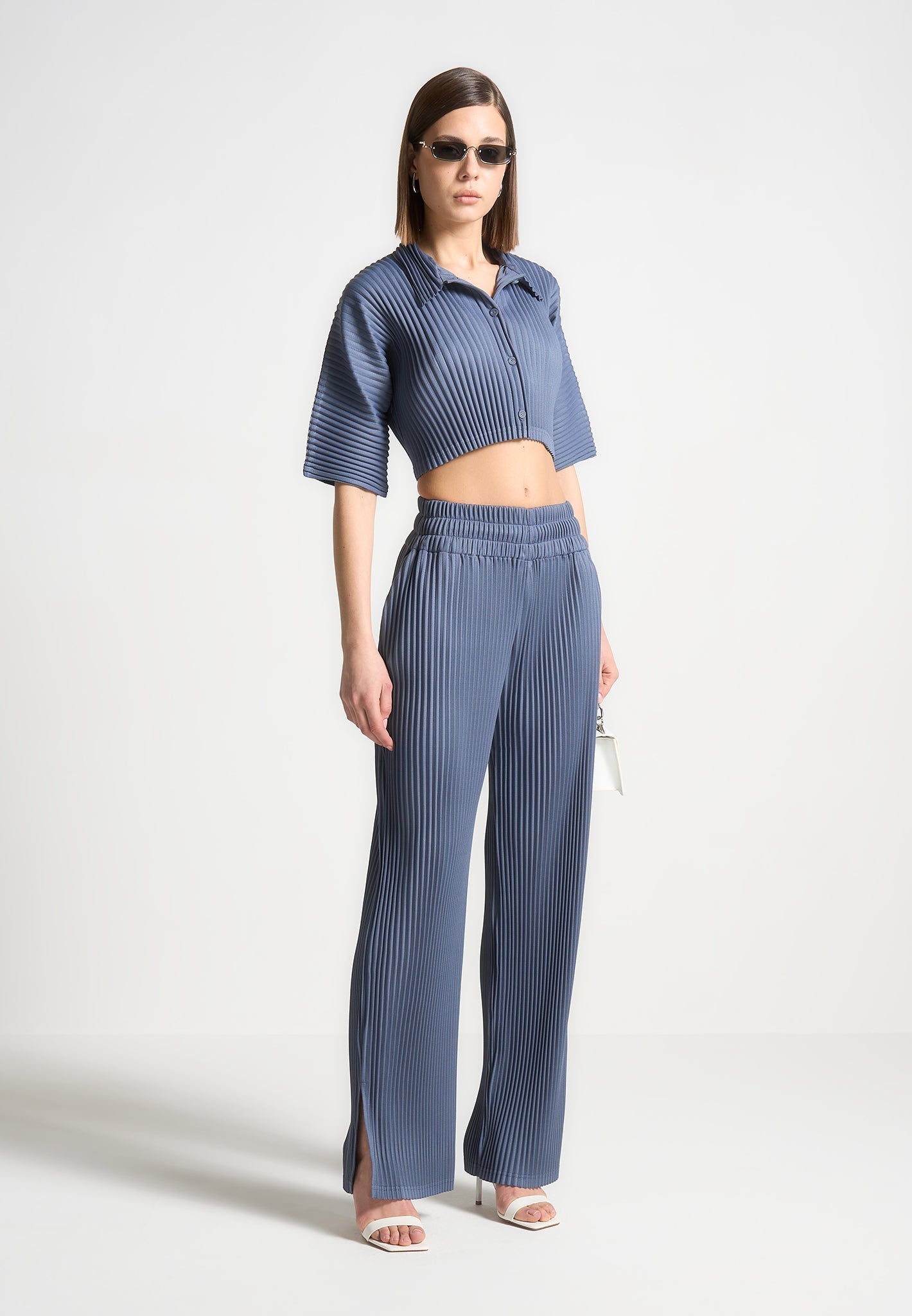 Pleated Trousers - Steel Blue