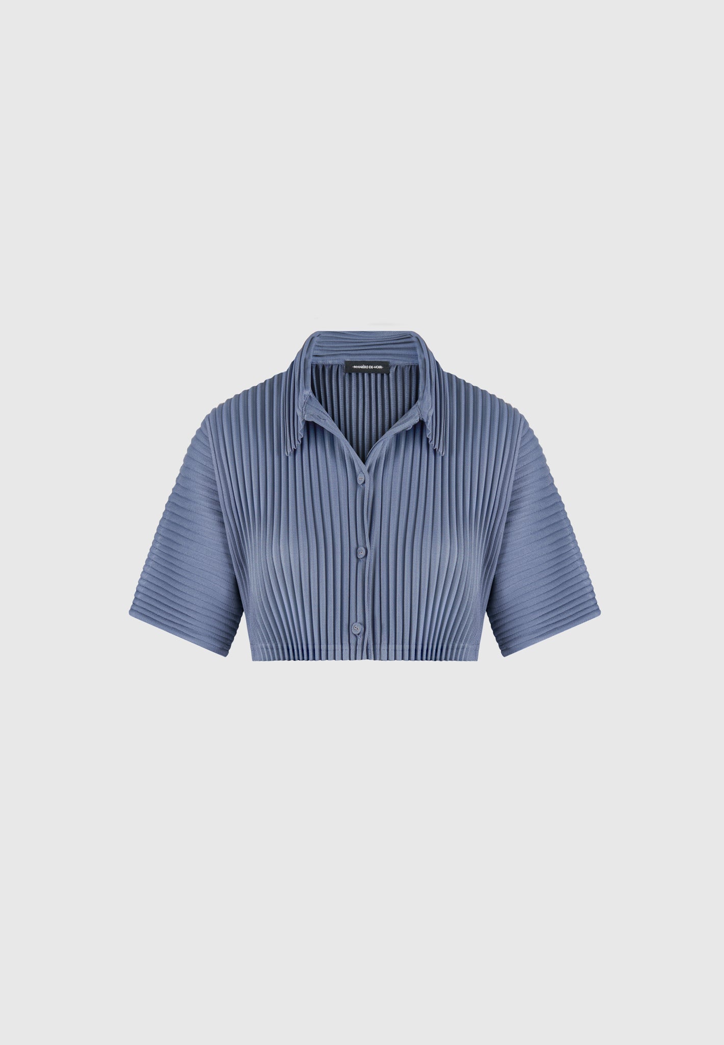 Pleated Cropped Shirt - Steel Blue