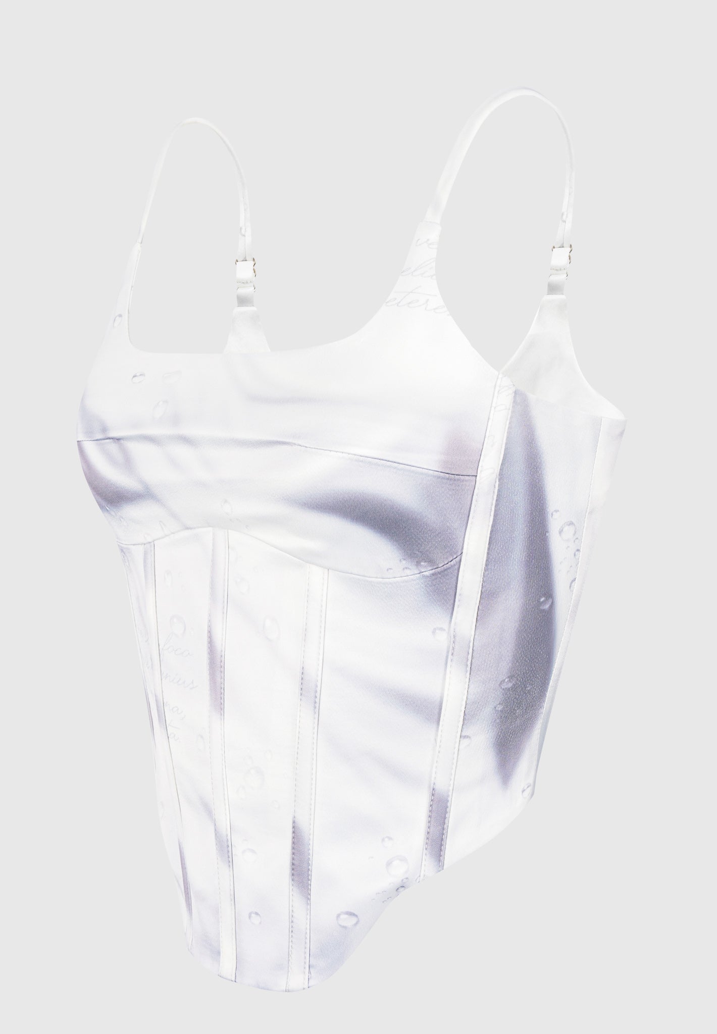 Satin Renaissance Body Print Corset Top - Off White