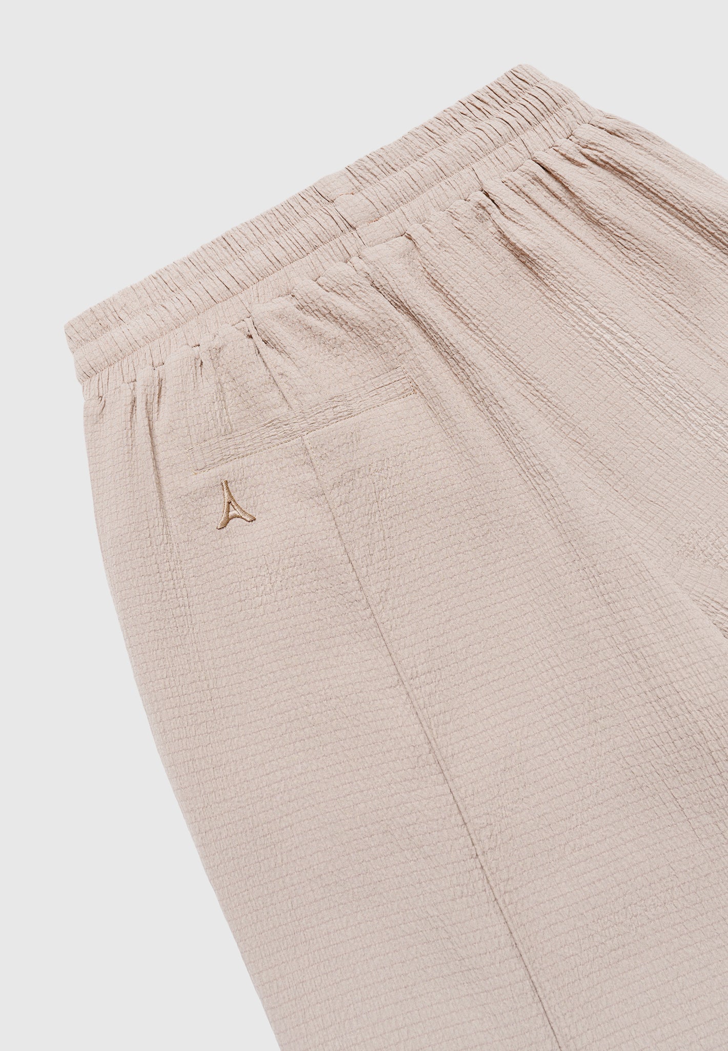 Seersucker Tapered Trousers - Taupe