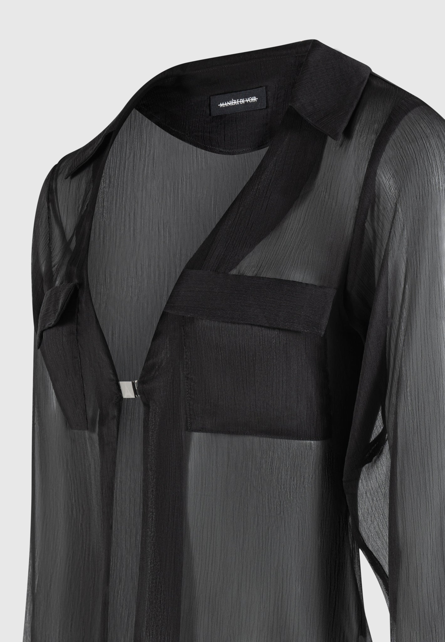 Sheer Shirt with Clasp - Black